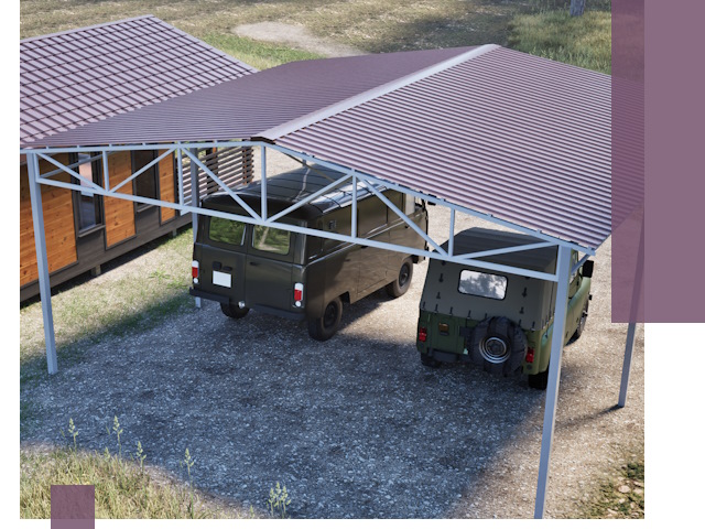 Двускатные навесы под ключ в Петрозаводске — изготовление и монтаж